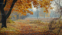 Golden Autumn in a Serene Countryside Pathway