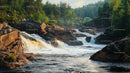 Majestic Waterfall Cascading Through Serene Forest