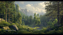 Scenic Mountain Landscape with Lush Pine Forest