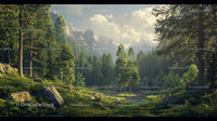 Scenic Mountain Landscape with Lush Pine Forest