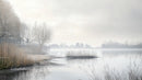Misty Lake with Leafless Trees on a Foggy Morning
