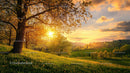 Golden Sunset over a Verdant Spring Landscape