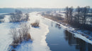 Aerial View of Serene Snow-Covered Winter Landscape