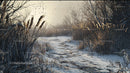 Snow-Covered Path in Serene Winter Landscape