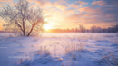 Serene Winter Sunrise over Snow-Covered Field