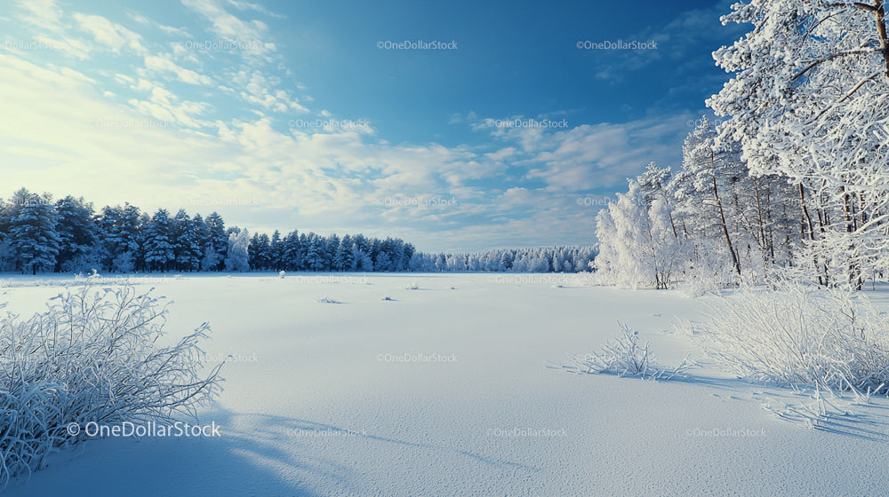 Tranquil Winter Landscape with Snow-Covered Trees