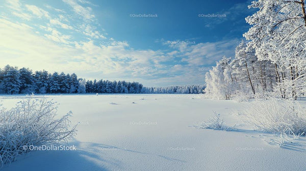 Tranquil Winter Landscape with Snow-Covered Trees