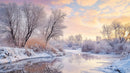 Tranquil Winter River at Sunrise with Frosted Trees