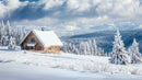 Cozy Wooden Cabin in a Snowy Mountain Wonderland