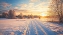 Scenic Winter Landscape with Frosty Trees and Sunset Glow