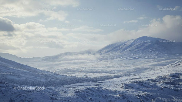 Majestic Snow-Covered Mountain Scenery Under Blue Sky