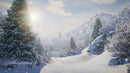 Snowy Mountain Landscape with Frosty Pine Trees