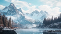 Picturesque Snow-Capped Mountains with Reflections