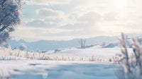 Tranquil Snowy Landscape with Frosted Trees and Pastel Skies