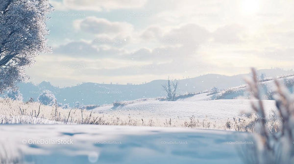 Tranquil Snowy Landscape with Frosted Trees and Pastel Skies