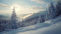 Majestic Winter Landscape with Snow-Covered Mountains