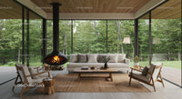 Modern Living Room with Panoramic Forest View