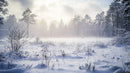 Misty Winter Landscape with Snow-Covered Trees