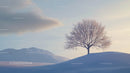Solitary Tree in a Snowy Winter Landscape with Pastel Sky