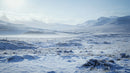 Snow-Covered Hills and Vast Winter Landscape