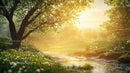 Sunlit Forest Path on a Tranquil Summer Morning