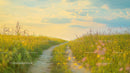 Idyllic Country Path Through Summer Wildflower Meadows