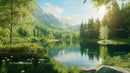 Tranquil Mountain Lake with Lush Greenery