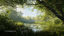 Tranquil Pond Surrounded by Lush Summer Foliage