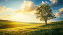 Solitary Tree in a Golden Sunset Landscape