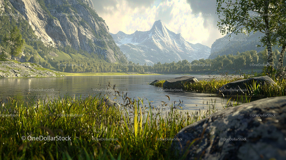 Majestic Alpine Mountains Reflecting in Serene Lake