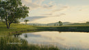 Serene Landscape with Reflective Pond and Lush Greenery