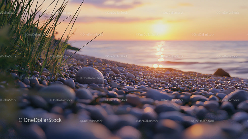 Golden Hour Pebble Beach Sunset with Calm Seas