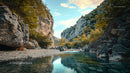 Serene River Canyon with Rocky Cliffs and Clear Water
