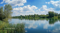 Tranquil Lake with Reflective Water and Cloudy Sky