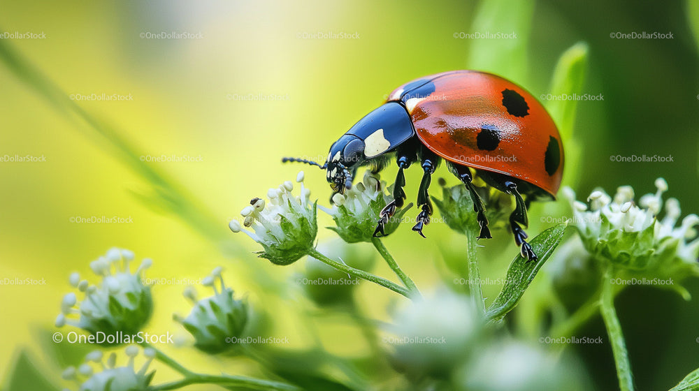 Close-up of Ladybug on Green Foliage