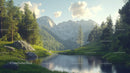 Serene Alpine Lake Surrounded by Majestic Mountains