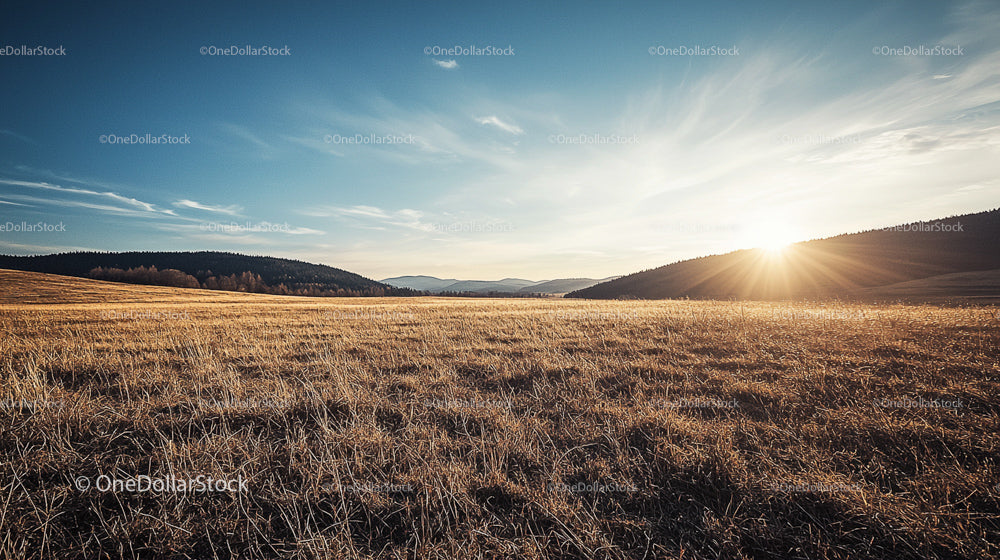 Breathtaking Countryside Sunset Over Golden Fields