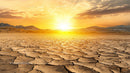 Golden Desert Sunset Over Cracked Earth