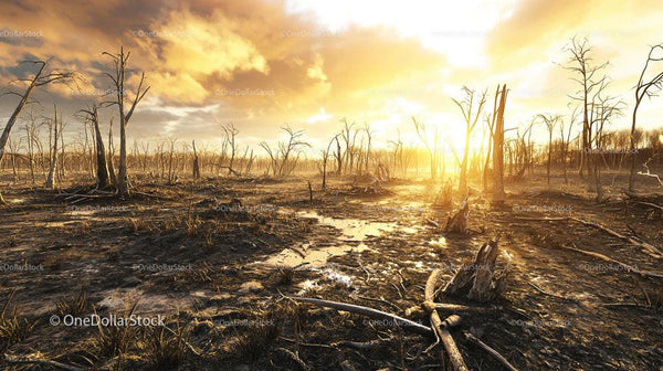 Stunning Sunset Over a Desolate Barren Landscape