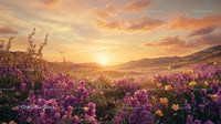 Majestic Sunset Over a Blooming Wildflower Meadow