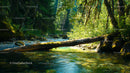 Tranquil Forest Stream with Sunlit Greenery