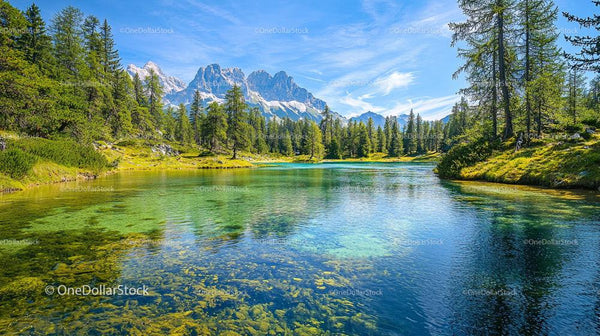Tranquil Alpine Lake with Majestic Mountain Views