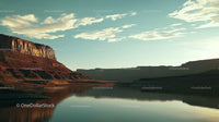 Majestic Desert Canyon at Sunset with Reflective Waters