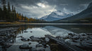 Serene Mountain Lake Reflections with Dramatic Cloudy Sky