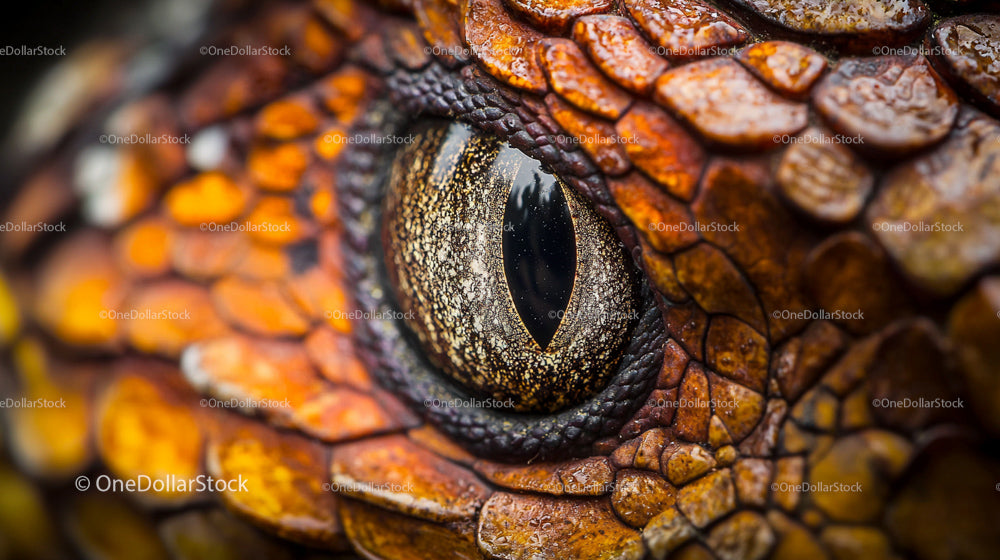 Vivid Close-up of Reptile Eye and Scales Texture
