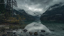 Misty Mountain Lake with Dramatic Clouds and Reflection