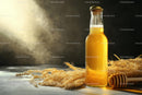 Golden Beer Bottle with Wheat and Honey