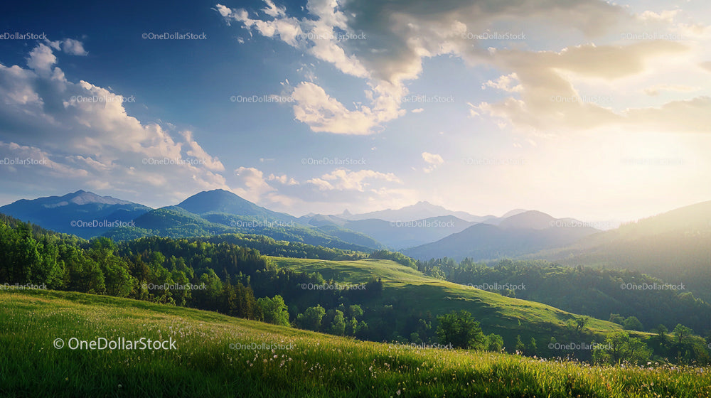 Scenic Mountain Landscape with Lush Green Hills