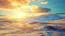 Golden Sunset Over Snowy Mountain Landscape
