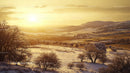 Golden Winter Sunrise Over Snow-Covered Hills